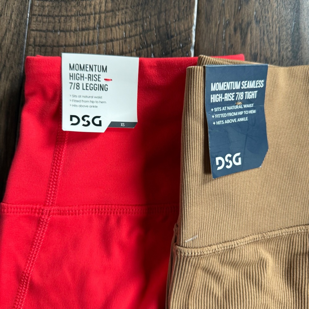 DSG Momentum High-Rise 7/8 Leggings Bundle Red Tan Ribbed Seamless Womens XS NWT - Picture 2 of 7
